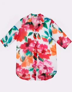Dahlia Mini Beach Shirt - Pink Floral