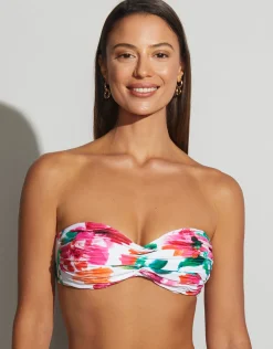 Dahlia Ruched Bandeau Bikini Set - Pink Floral