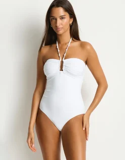 De Luxe U Bar Bandeau Swimsuit - White