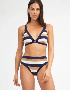 Doris Plunge Bikini Top - Stripe
