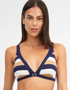 Doris Plunge Bikini Top - Stripe