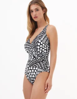 Dots Wrap Swimsuit - Black and White
