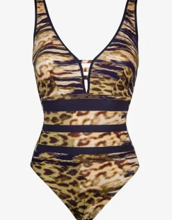 Edge V Neck Swimsuit - Tiger Camo