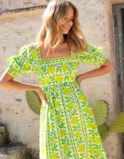 Elizabeth Dress - Lime Border