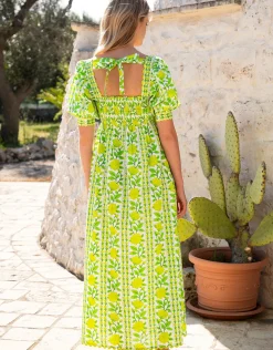 Elizabeth Dress - Lime Border