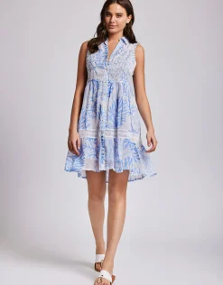 Elsa Sleeveless Shirt Dress - Blue