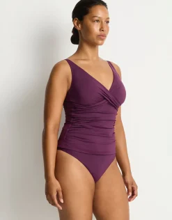 Essentials Edit Cross Front Multifit Singlet Tankini Top - Claret