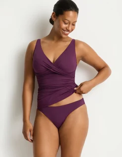 Essentials Edit Cross Front Multifit Singlet Tankini Top - Claret