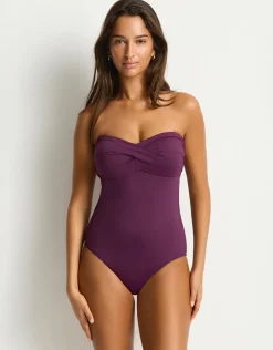 Essentials Edit Twist Bandeau Swimsuit - Claret