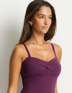 Essentials Edit Twist Bandeau Swimsuit - Claret