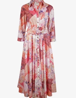 Euphoria Belted Shirt Dress - Rose Infusion