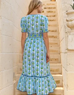 Evelyn Dress - Sky Lily Stripe