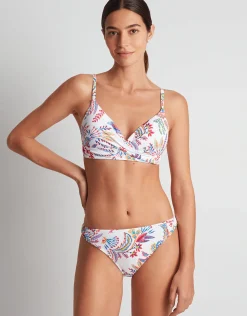 Fleurette Single Strap Twist Underwired Bra Bikini Top - White Floral