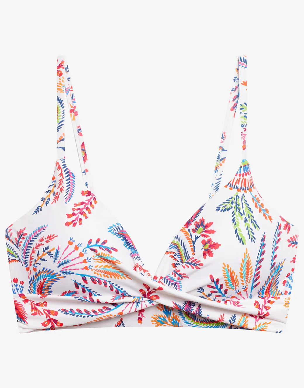 Fleurette Single Strap Twist Underwired Bra Bikini Top - White Floral