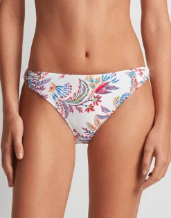 Fleurette Twist Side Tab Hipster Bikini Pant - White Floral