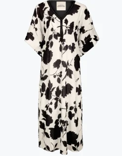 Florascape Caftan - Cream Black