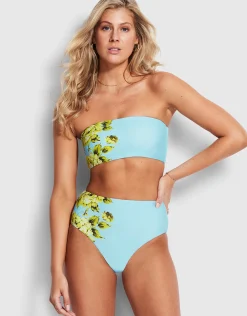 Full Bloom Tube Bikini Top - Sky