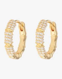 Gold Bamboo Hoop Earrings - Small
