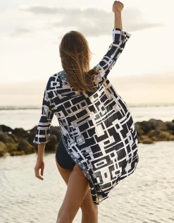 Graphic Frame Kaftan - Black White