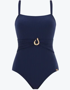 Indira Bandeau Neck Swimsuit - Navy