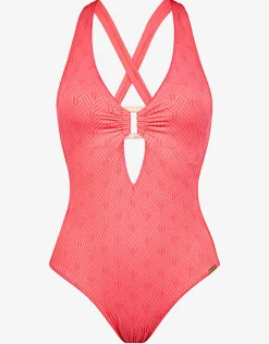 Island Nostalgia Cross Back Swimsuit - Ocean Coral