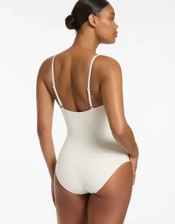 Isla Rib Minimal Tank Swimsuit - Cream