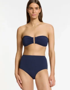 Isla Rib U Trim Bandeau Bikini Top - Ink