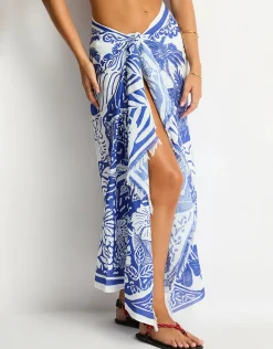 Jungle Lino Long Sarong - Blue