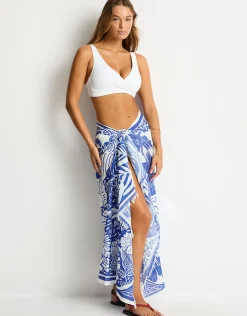 Jungle Lino Long Sarong - Blue