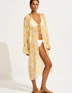 Kasbah Tie Front Cover Up - Ecru
