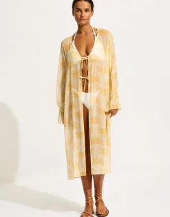 Kasbah Tie Front Cover Up - Ecru