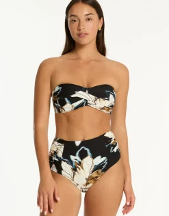 La Luna Twist Bandeau Bikini Top - Black