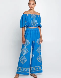 Lefkada Off the Shoulder Top - Blue Raf and Gold
