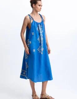 Lefkada Strappy Dress - Blue Raf and Gold