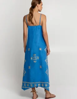 Lefkada Strappy Midi Dress - Blue Raf and Gold