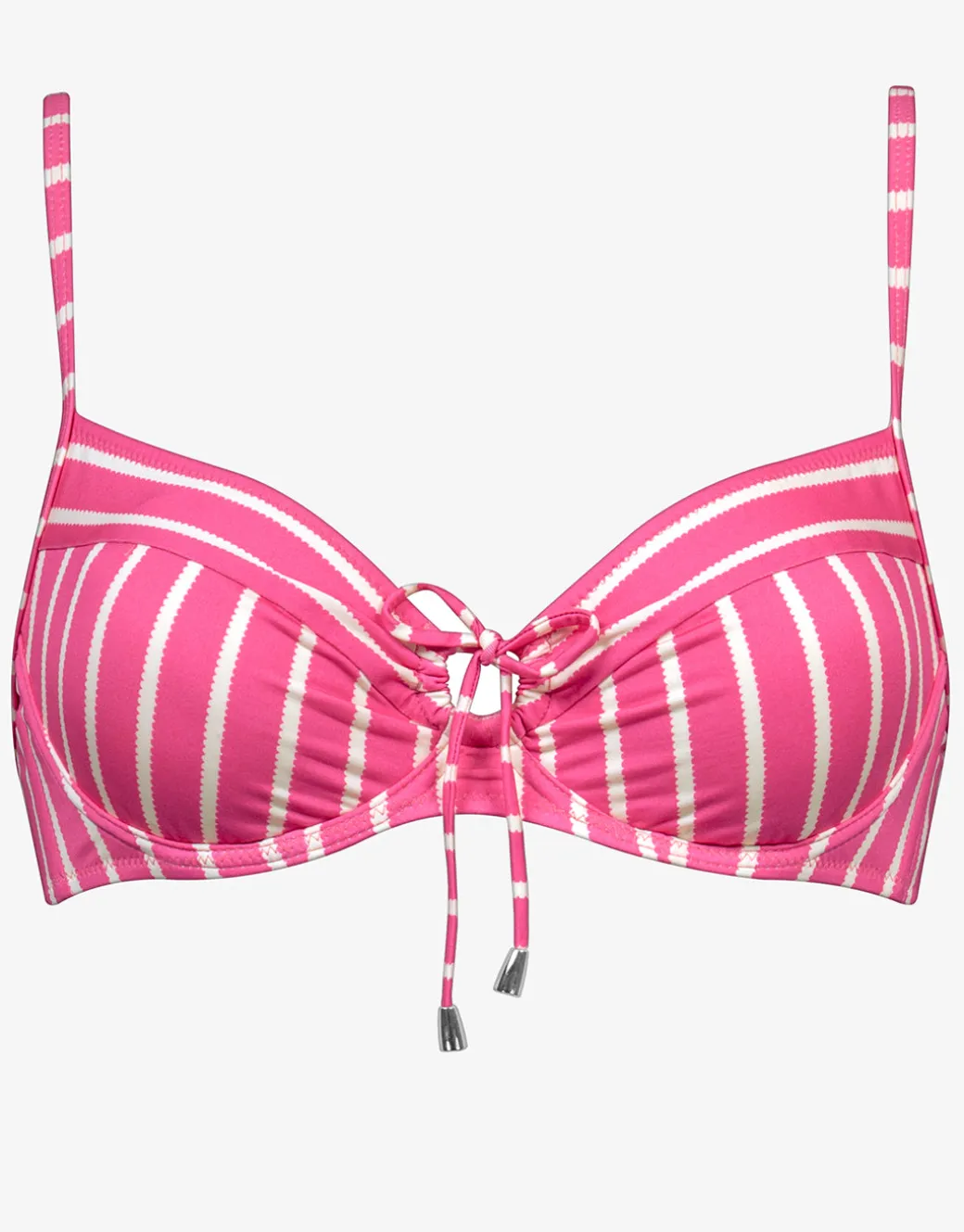 Line Up Underwired Bikini Top - Pink and White