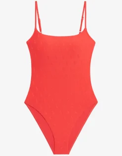 Logo Jacquard Kennedy Swimsuit - Bright Hibiscus
