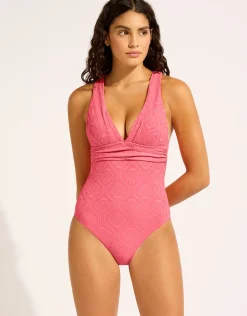 Luna Cross Back Swimsuit - Sunset Coral