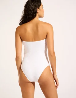 Luna Ring Front Bandeau Swimsuit - White