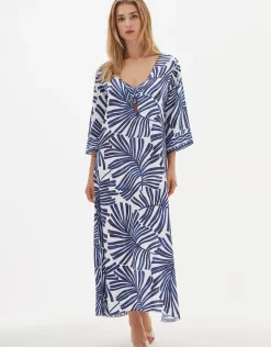Marina Maxi Beach Dress - Blue and White