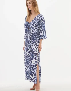 Marina Maxi Beach Dress - Blue and White