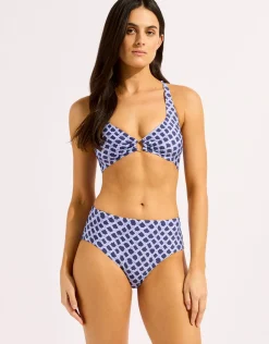 Marseille Multi Fit Longline Tri Bra Bikini Top - Blue Indigo