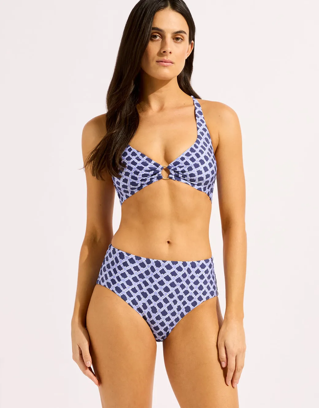 Marseille Multi Fit Longline Tri Bra Bikini Top - Blue Indigo