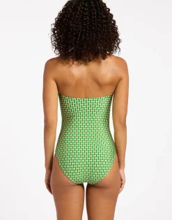 Mattala Geo Moulded Bandeau Swimsuit - Flora