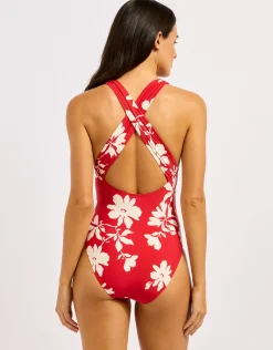 Mayflower Cross Back Swimsuit - Cosmo Red