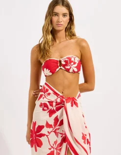 Mayflower Sarong - Ecru and Cosmo