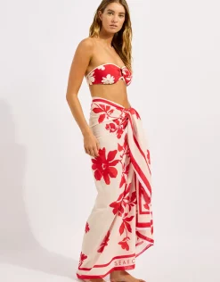 Mayflower Sarong - Ecru and Cosmo