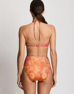 Medallion Shimmer Semi Shirred High Waist Bikini Pant - Multi