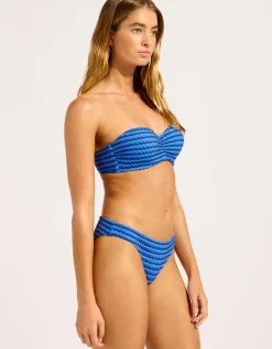 Mesh Effect Bustier Bandeau Bikini Top - Sapphire