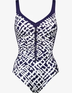 Modern Marina Moulded Swimsuit - White Navy
